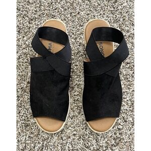 Sonoma Women's Black Criss‎ Cross Espadrille Platform Wedge Sandals Size 7.5